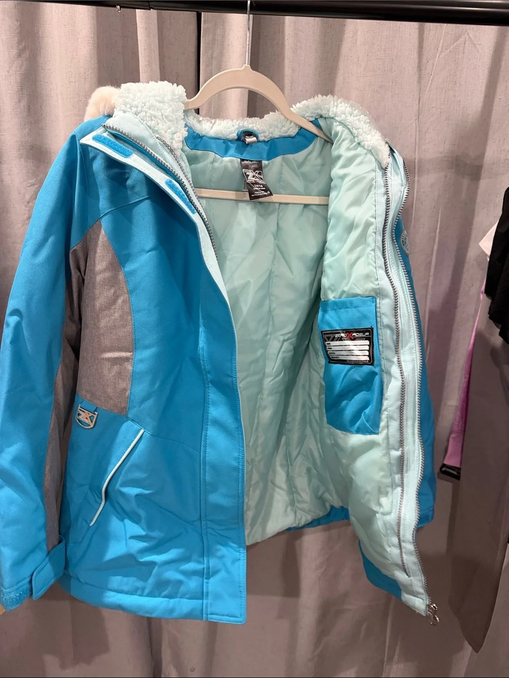ZeroXposur Turquoise & Gray Girls' Hooded Winter Jacket